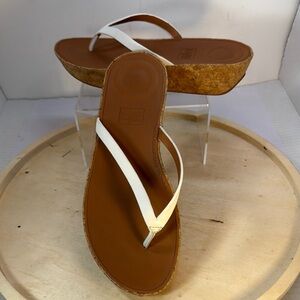 Women’s FitFlop Linny Cork Wedge Thong Sandals Size 8